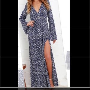 Lulus Navy and White Maxi Dress